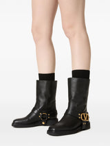 VLogo Moon leather loafers - LISKAFASHION