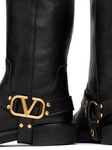 VLogo Moon leather loafers - LISKAFASHION