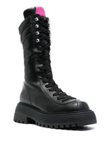 3juin logo-patch leather boots - MYLISKAFASHION