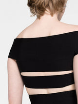 Alexander McQueen cut-out off-shoulder flared mini dress - MYLISKAFASHION