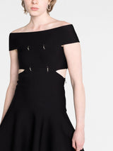 Alexander McQueen cut-out off-shoulder flared mini dress - MYLISKAFASHION