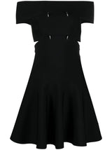 Alexander McQueen cut-out off-shoulder flared mini dress - MYLISKAFASHION