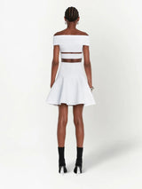 Alexander McQueen cut-out off-shoulder flared mini dress - MYLISKAFASHION