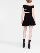 Alexander McQueen cut-out off-shoulder flared mini dress - MYLISKAFASHION