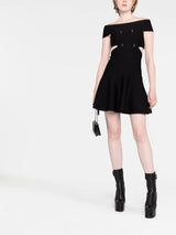 Alexander McQueen cut-out off-shoulder flared mini dress - MYLISKAFASHION