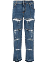 Alexander McQueen distressed cropped jeans - MYLISKAFASHION