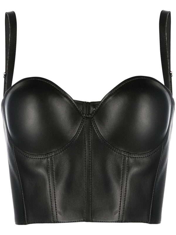 Alexander McQueen leather bra top - MYLISKAFASHION