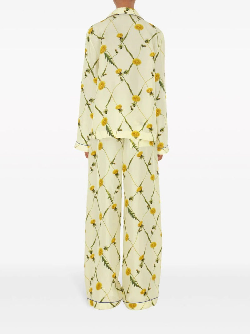 Burberry Dandelion-print silk-satin trousers - LISKAFASHION