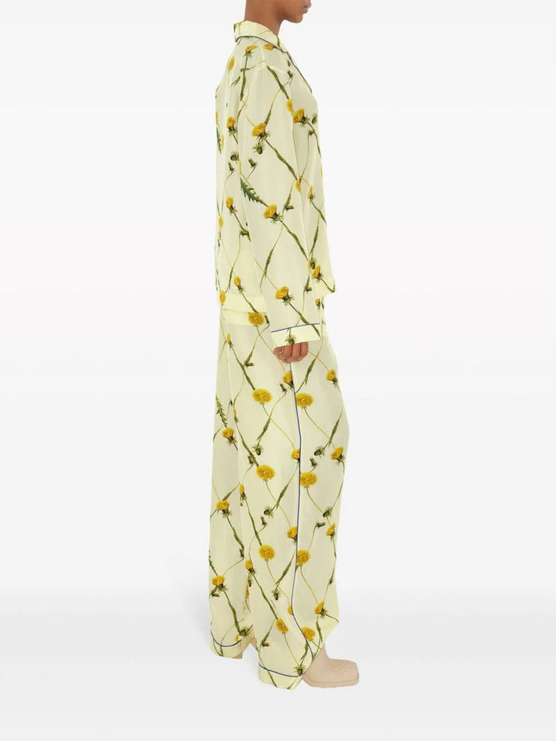 Burberry Dandelion-print silk-satin trousers - LISKAFASHION