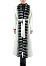 CASHMERE COAT WITH CHINCHILLA TRIMMING - MYLISKAFASHION