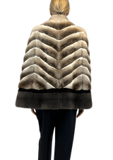 CHINCHILLA CAPE WITH MINK TRIMMING - MYLISKAFASHION