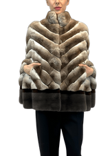 CHINCHILLA CAPE WITH MINK TRIMMING - MYLISKAFASHION