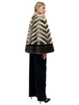 CHINCHILLA CAPE WITH MINK TRIMMING - MYLISKAFASHION