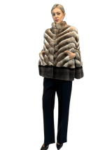 CHINCHILLA CAPE WITH MINK TRIMMING - MYLISKAFASHION