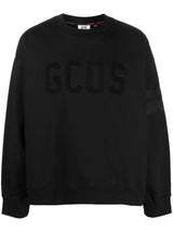 Gcds flocked-logo cotton sweatshirt - MYLISKAFASHION