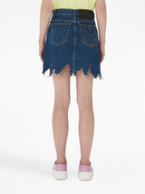 JW Anderson lasercut frayed-hem denim skirt - MYLISKAFASHION