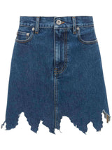 JW Anderson lasercut frayed-hem denim skirt - MYLISKAFASHION