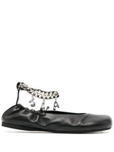 JW Anderson logo-charm leather ballerina shoes - MYLISKAFASHION
