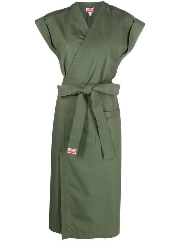 Kenzo wrap-design cotton midi dress - MYLISKAFASHION