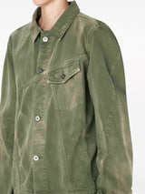 logo-patch buttoned denim jacket - LISKAFASHION
