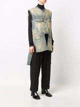 Maison Margiela Derelict asymmetric denim gilet - MYLISKAFASHION