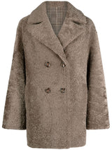Manzoni 24 double-breasted shearling peacoat - LISKAFASHION