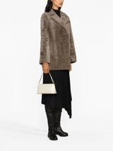 Manzoni 24 double-breasted shearling peacoat - LISKAFASHION
