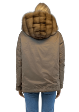 SABLE JACKET WITH HOOD REVERSIBLE - MYLISKAFASHION