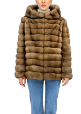SABLE JACKET WITH HOOD REVERSIBLE - MYLISKAFASHION