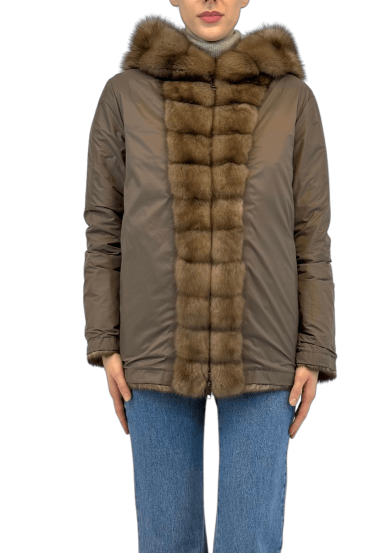 SABLE JACKET WITH HOOD REVERSIBLE 