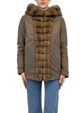 SABLE JACKET WITH HOOD REVERSIBLE - MYLISKAFASHION