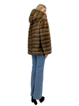 SABLE JACKET WITH HOOD REVERSIBLE - MYLISKAFASHION