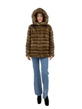 SABLE JACKET WITH HOOD REVERSIBLE - MYLISKAFASHION