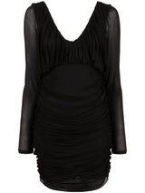 Saint Laurent draped V-neck minidress - MYLISKAFASHION