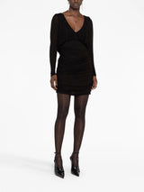 Saint Laurent draped V-neck minidress - MYLISKAFASHION