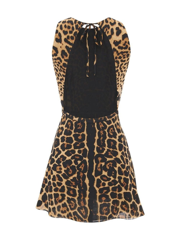 Saint Laurent leopard-print cut-out minidress - MYLISKAFASHION