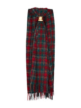 Saint Laurent tartan-check pattern fringe-detailing scarf - LISKAFASHION