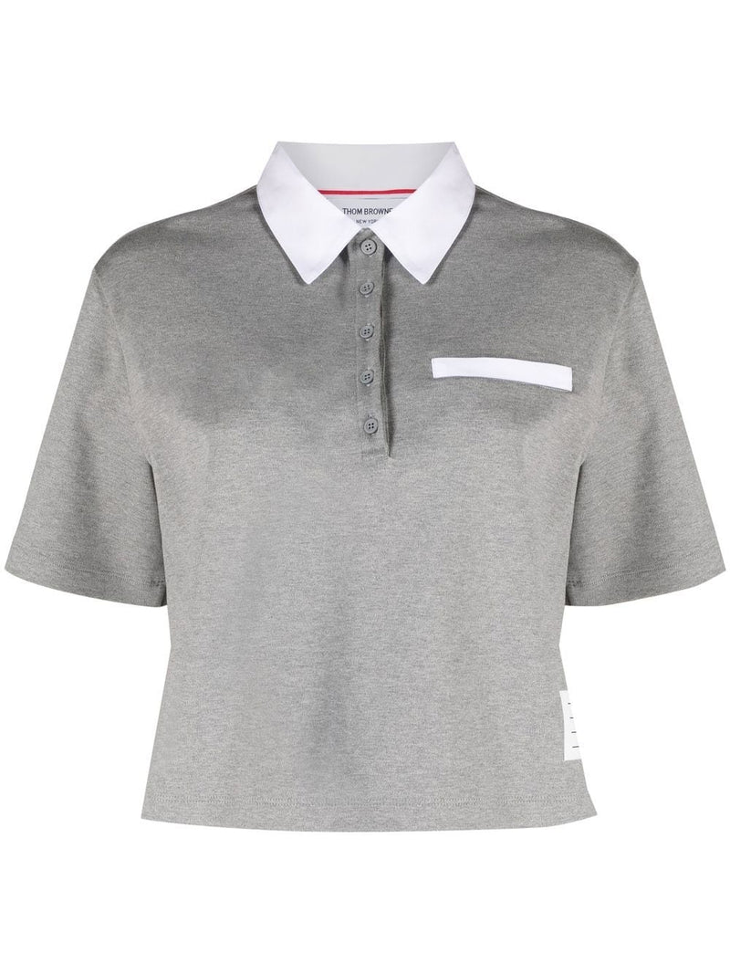 Thom Browne logo-patch detail polo shirt - MYLISKAFASHION