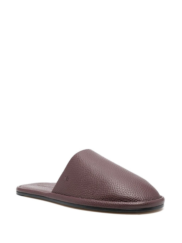Victoria Beckham embossed-logo leather slippers - MYLISKAFASHION