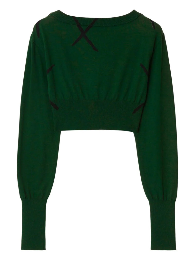 Burberryargyle fine-knit cropped jumper