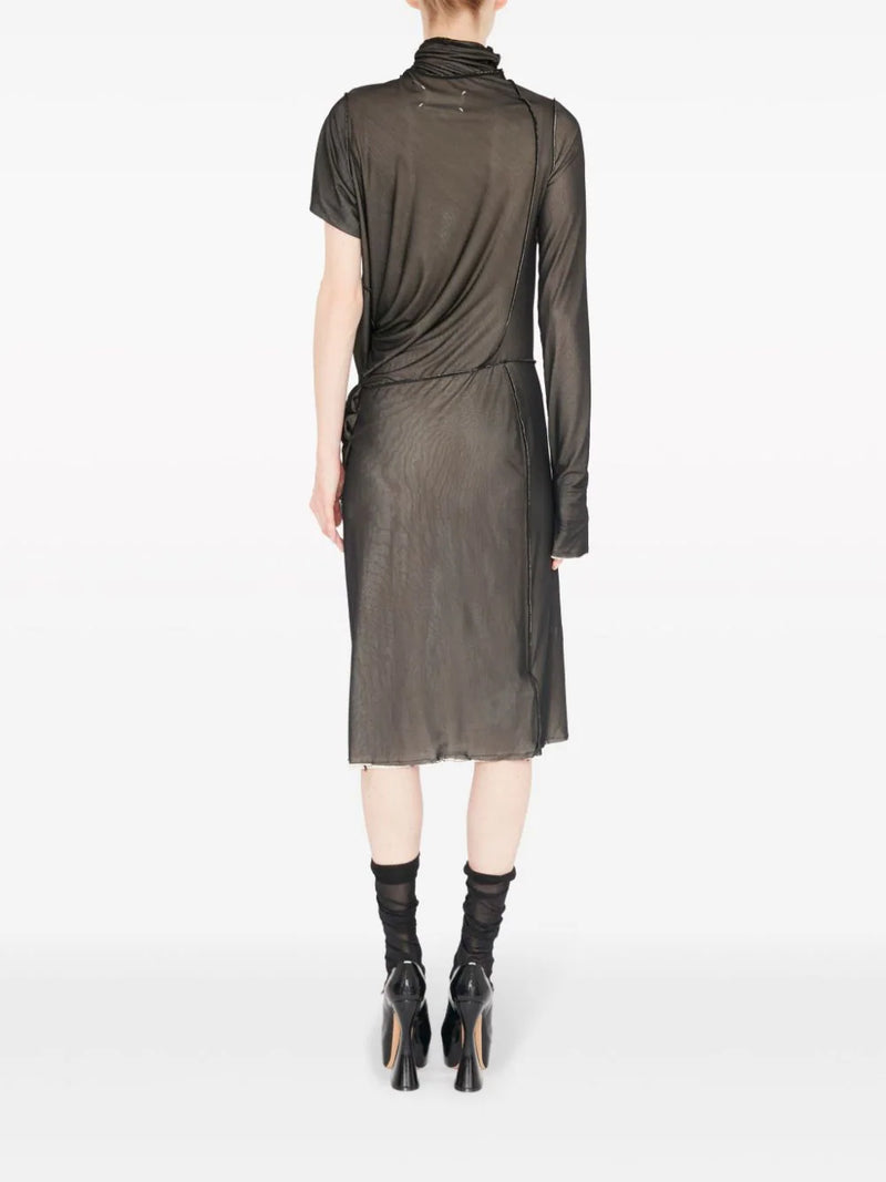 asymmetric ruched midi dress LISKAFASHION asymmetric ruched midi dress LISKAFASHION