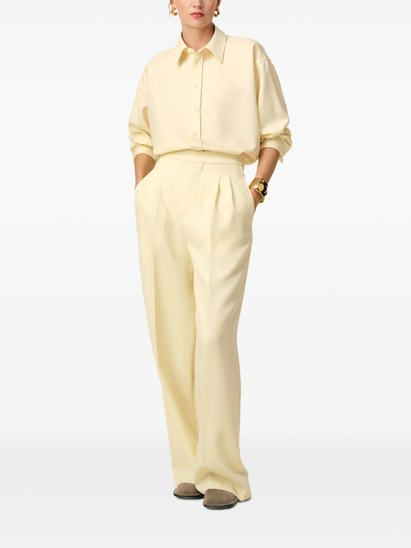 loose wool shirt with back slit in yellow