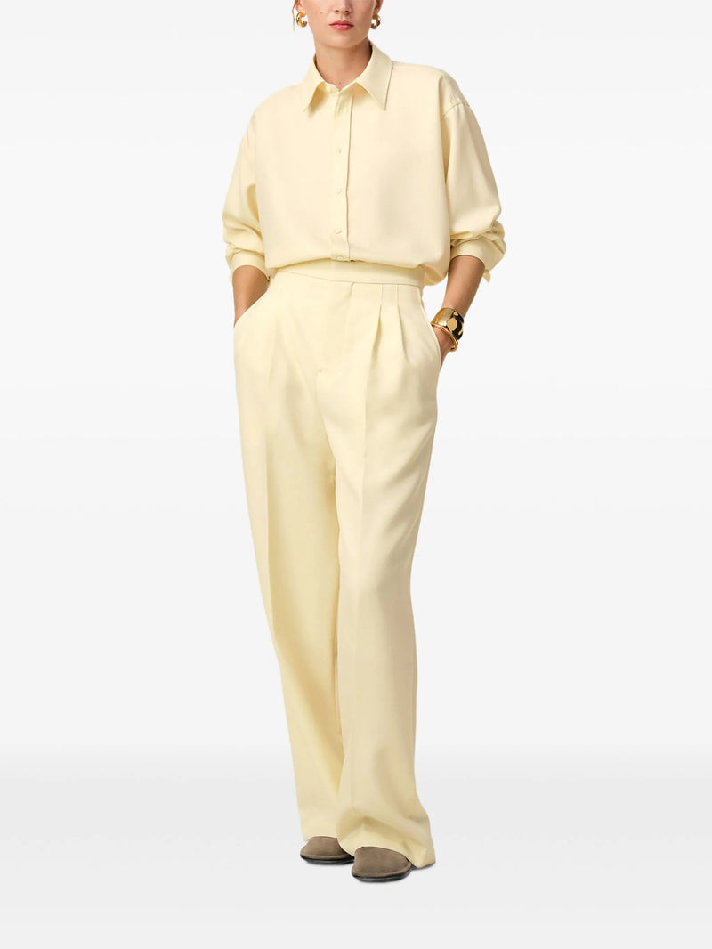loose wool shirt with back slit in yellow