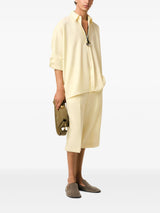 loose wool shirt with back slit in yellow