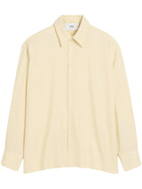loose wool shirt with back slit in yellow