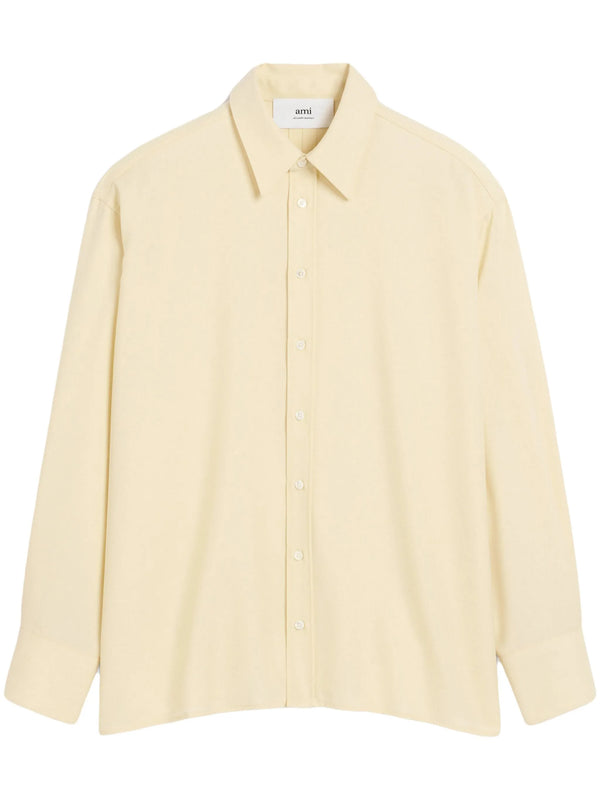 loose wool shirt with back slit in yellow