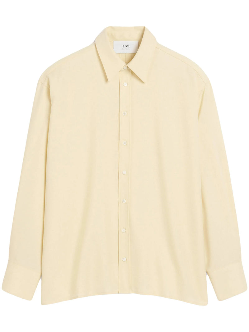 loose wool shirt with back slit in yellow