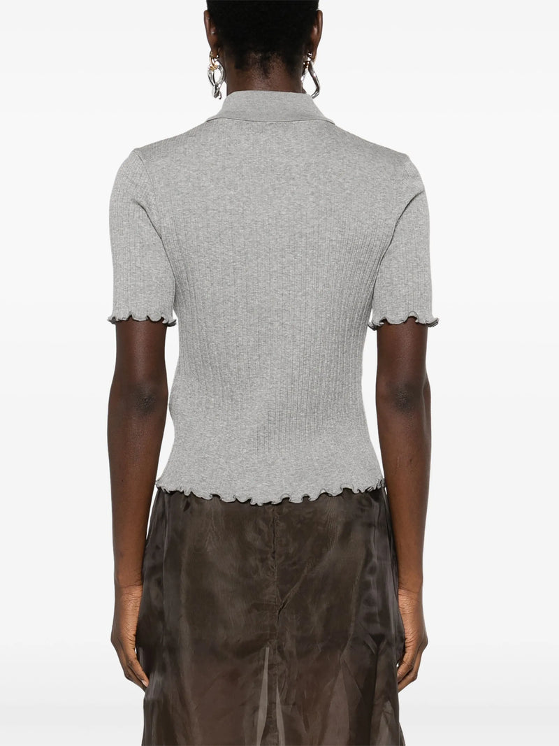 grey jersey polo shirt