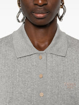 grey jersey polo shirt