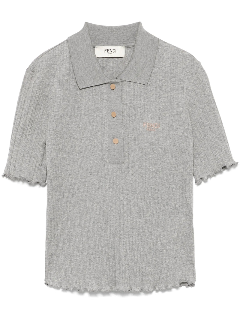 grey jersey polo shirt